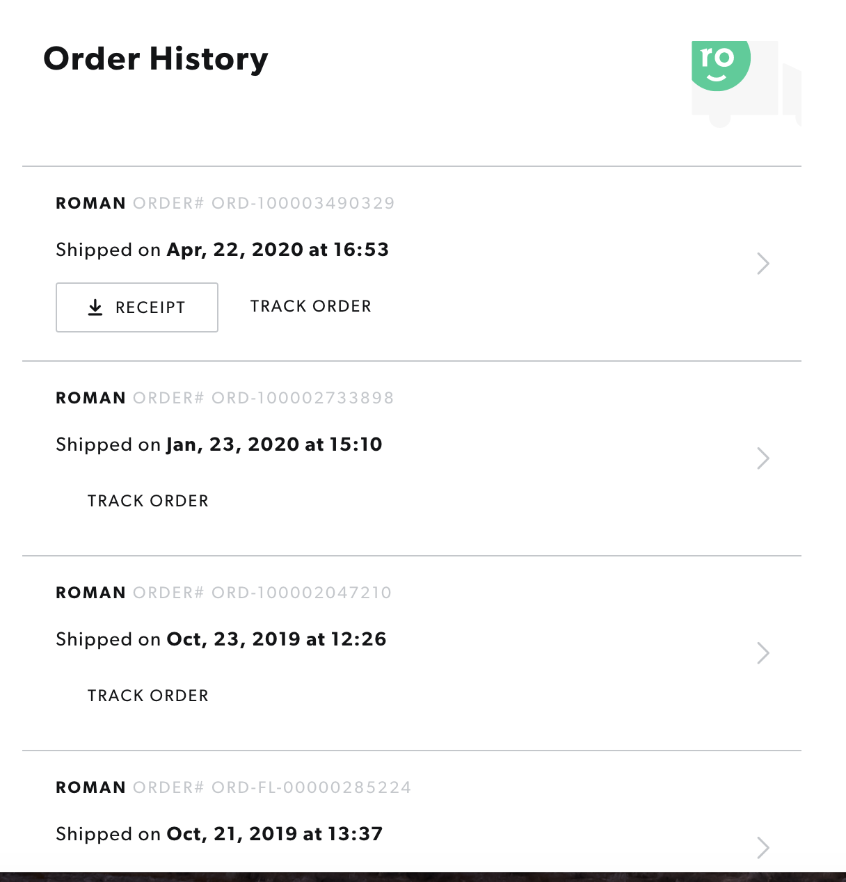 🗓 View My Order History Ro